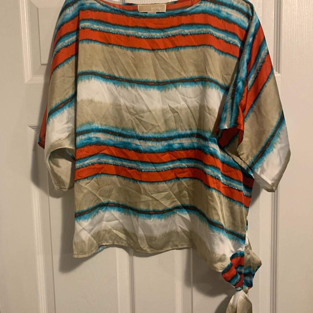 Michael Kors Striped Side Tie Blouse Small